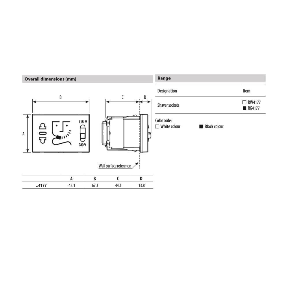 RG4177 Контакт за самобръсначка 230V, Черен Biticino Classia_small