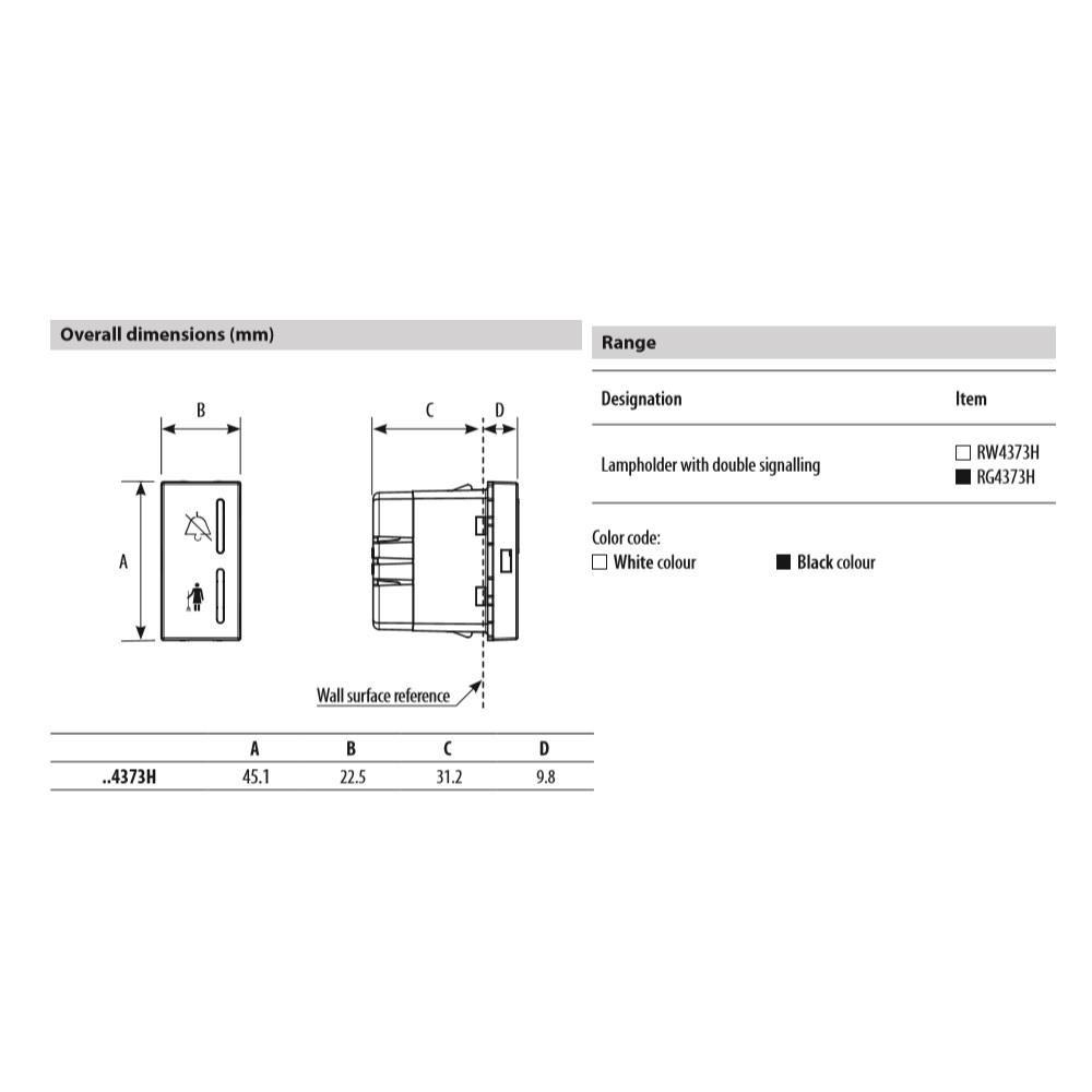 RG4373H Светлинен индикатор с 2 символа:"не безпокойте"/"почисти стаята",1M, Черен, Bticino Classia_small