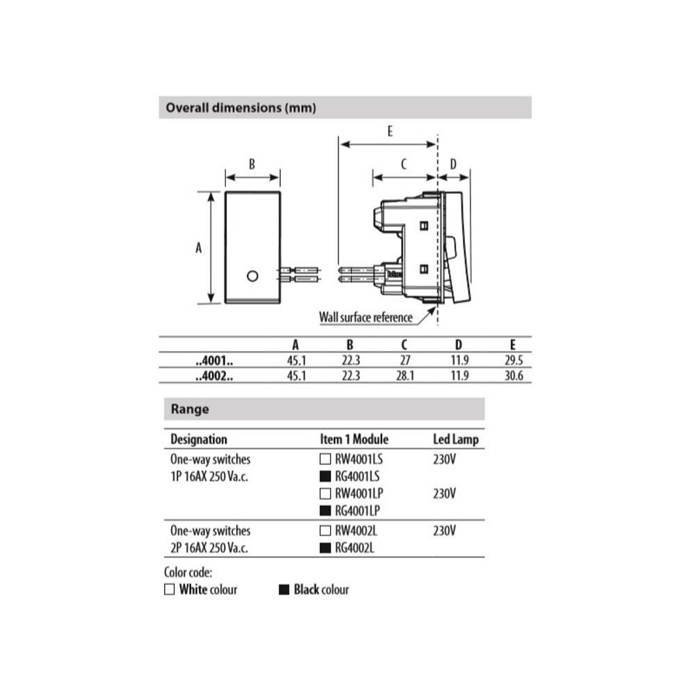 RW4001LP 1P 16 AX - 250V с LED индикатор 230V, 1M, със символ за отопление, Бял Bticino Classia_small
