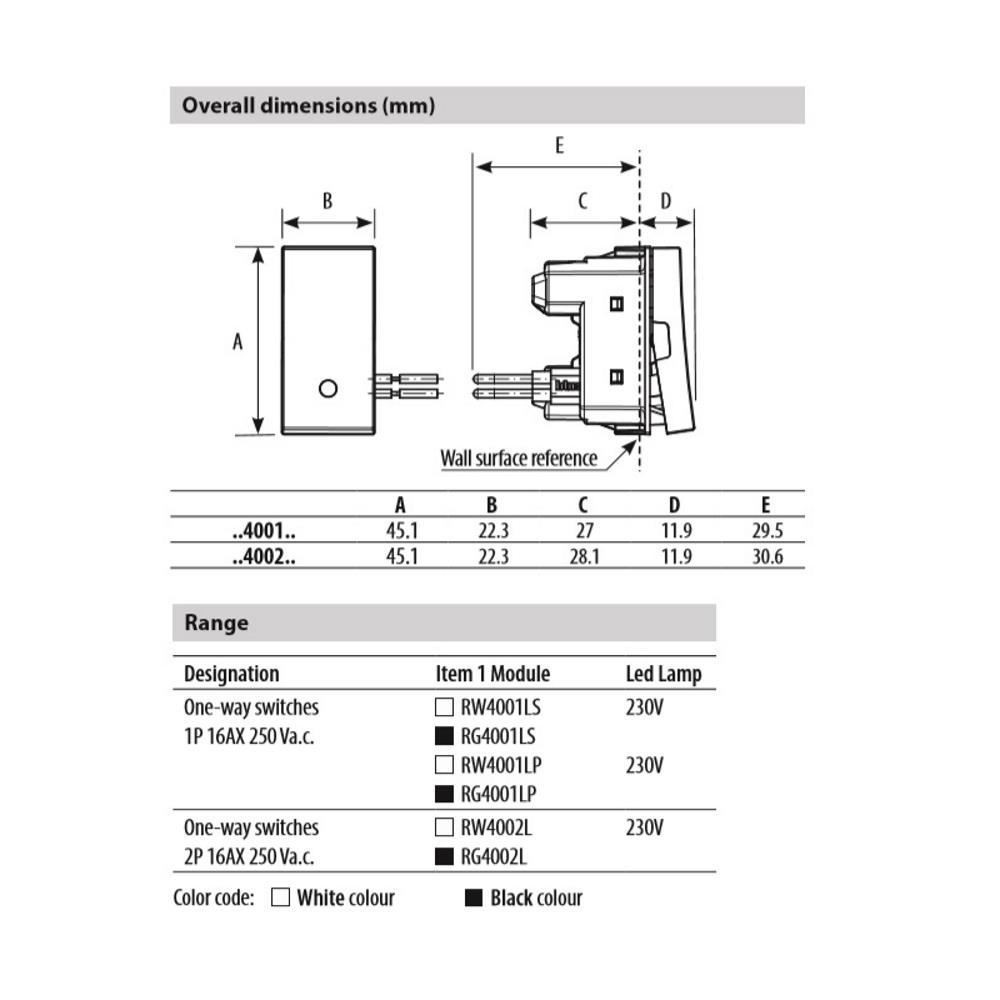 RW4001LS 1P 16 AX - 250V с LED индикатор 230V, 1M, със символ за бойлер, Бял Bticino Classia_small