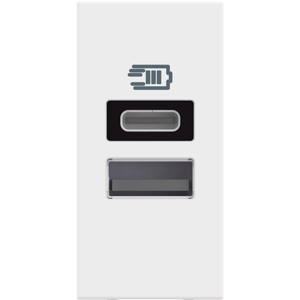 RW4191AC USB зарядно тип A и C 15W 3A 100-240V 50-60Hz, 1M Бял Bticino Classia_small