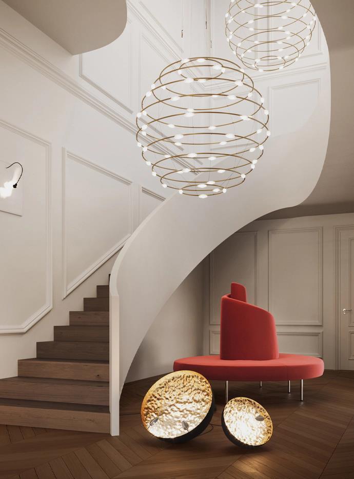 Stchu-Moon 01 floor lamp Ø 60 cm black/gold 2x5W LED board  Лампа Catellani&Smith_small
