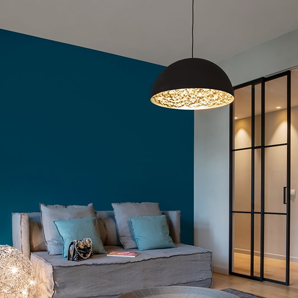 Stchu-Moon 02 Ø100 cm black/gold 3xE27 7W LED bulb with silver crown Лампа Catellani&Smith_small