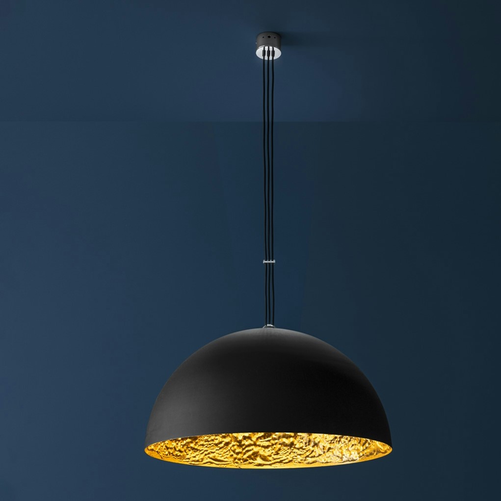 Stchu-Moon 02 Ø100 cm black/gold 3xE27 7W LED bulb with silver crown Лампа Catellani&Smith