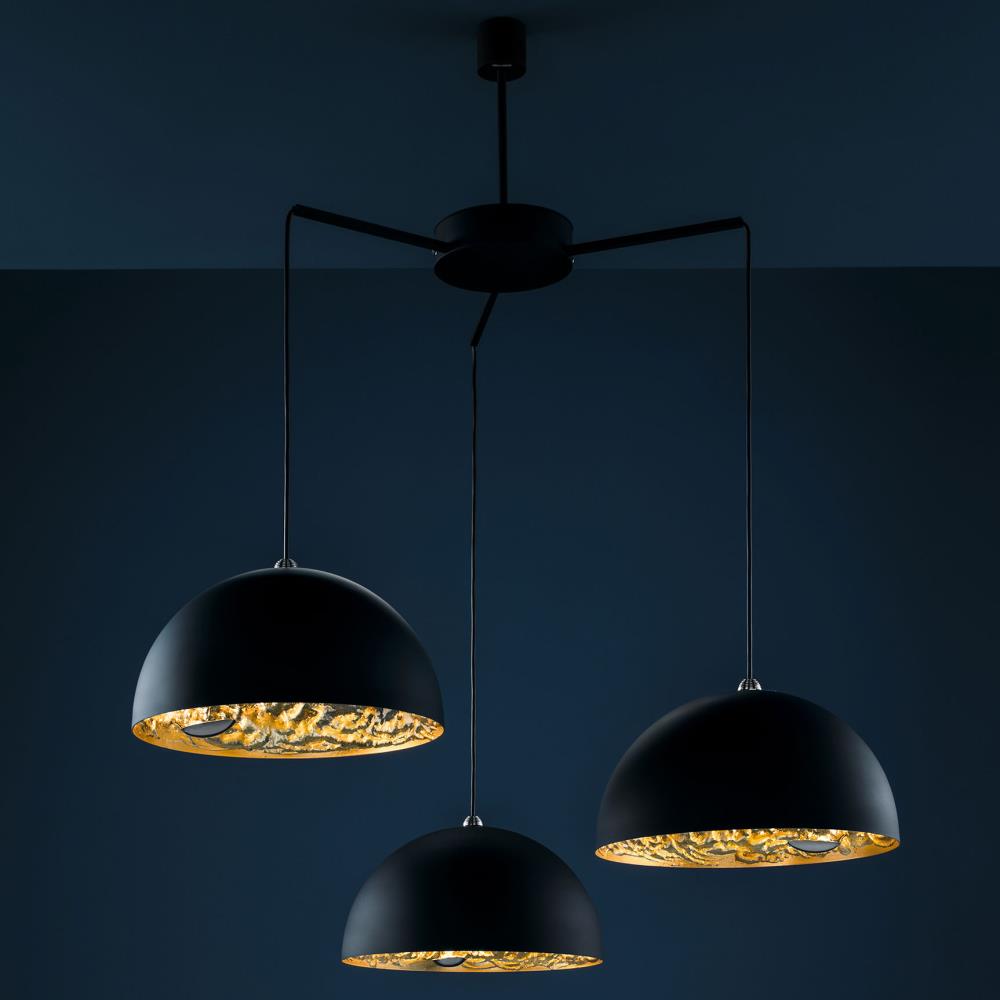 Stchu-Moon 3xØ40 cm black/gold Hmax 190cm 6x3,9W 24V LED Triac dimmable Полилей Catellani&Smith