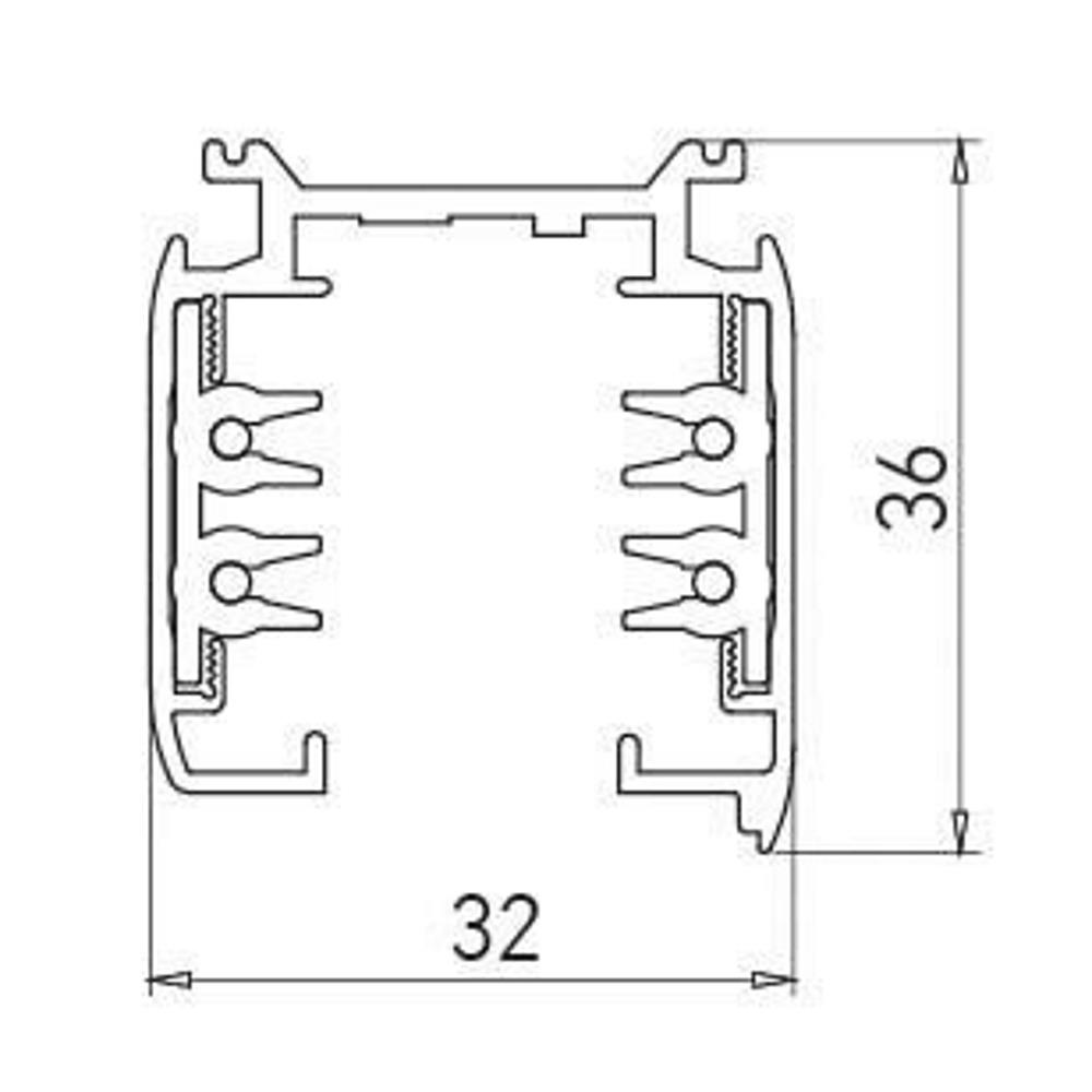TKN1001 S 3-проводна релса TRACK N IP20, 250V/16A, 1м, Silver, Arelux_small