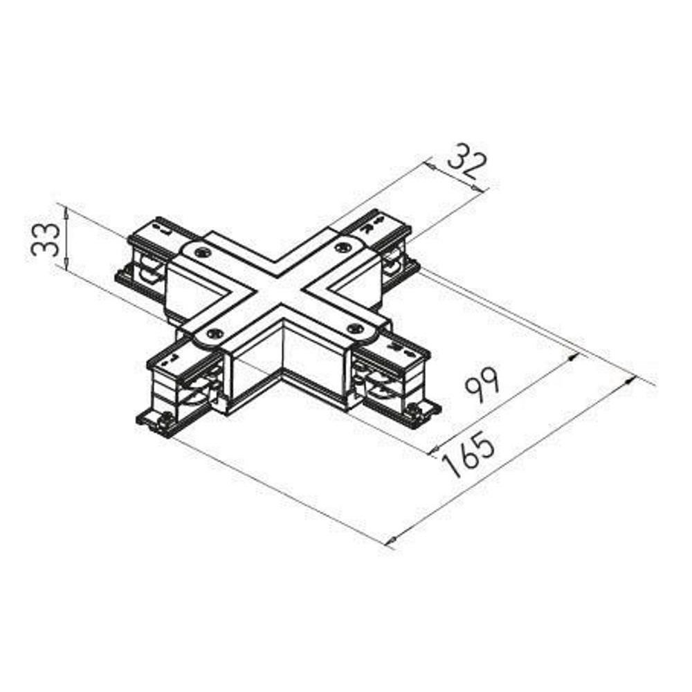 TKN1011 MWH Свързващ X-елемент и захранване за 3-проводни релси TRACK N, Mat white, Arelux_small