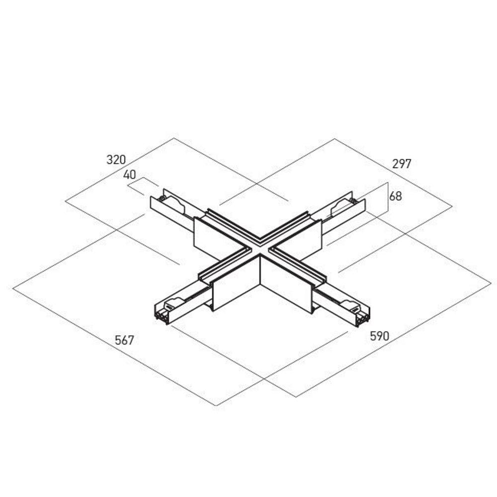 UNS034XCWW SBK XUNO SYSTEM X-shape Профилен конектор 30W 3000K 220-240V AC CRI.90 IP20 60°, Arelux_small