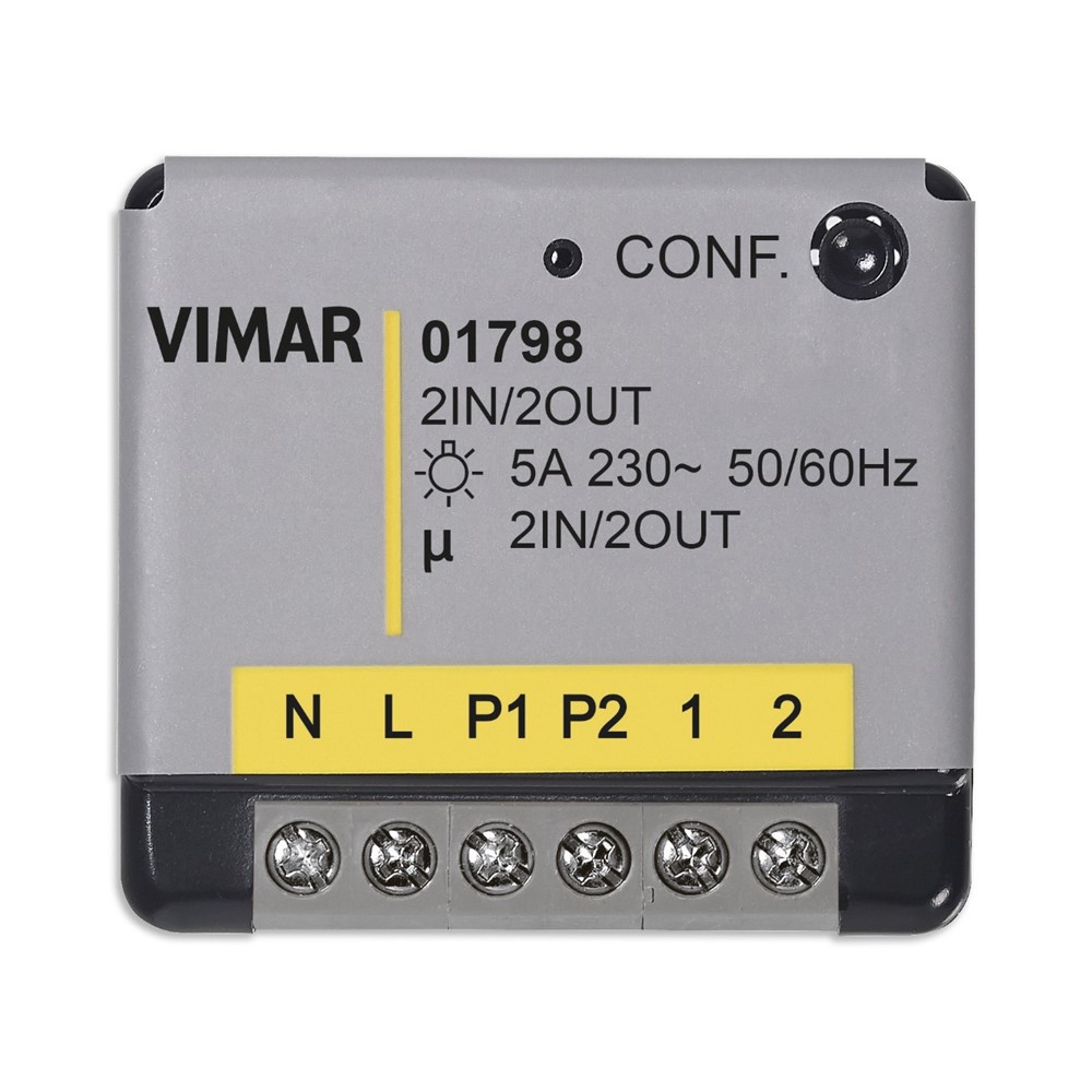 01798 Многофункционален 2-релеен задвижващ механизъм EnOcean, за осветление, Vimar_small