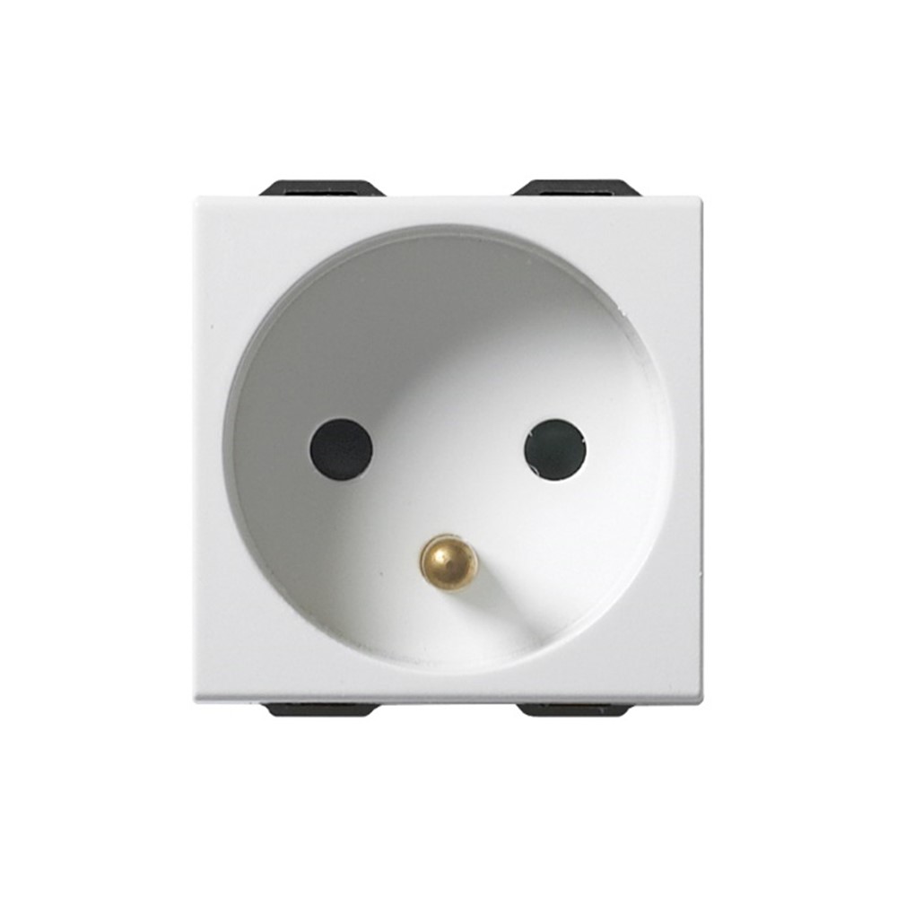 09212 Контакт Neve Up SICURY фр. стандарт, 2P+E 16 A 250V~ 2M, бял, Vimar