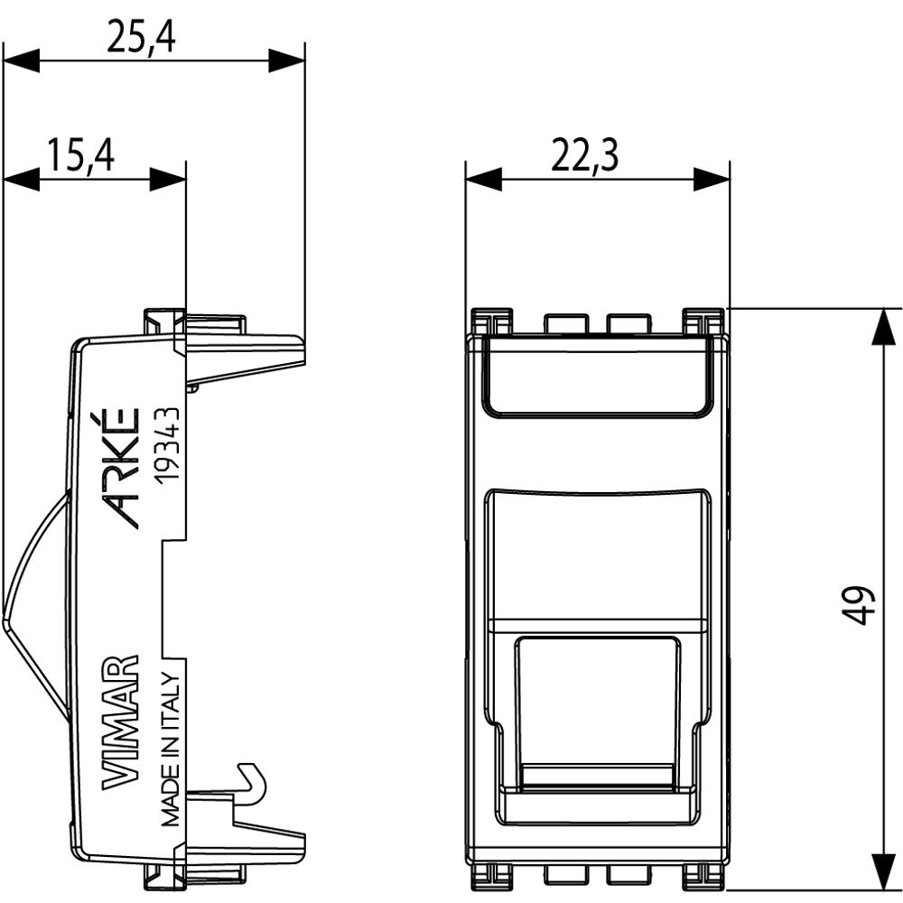 19343.K Адаптер 1М, за шина за RJ45 Keystone конектор Arké, grey, Vimar_small