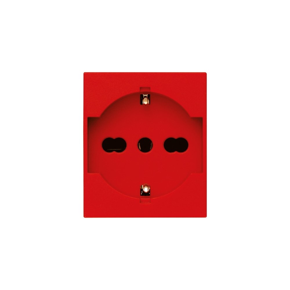 30210.R Контакт SICURY Linea, 2P+E 16A P40 250 V~, унив. стандарт, с детска защита, 2М, Red, Vimar_small