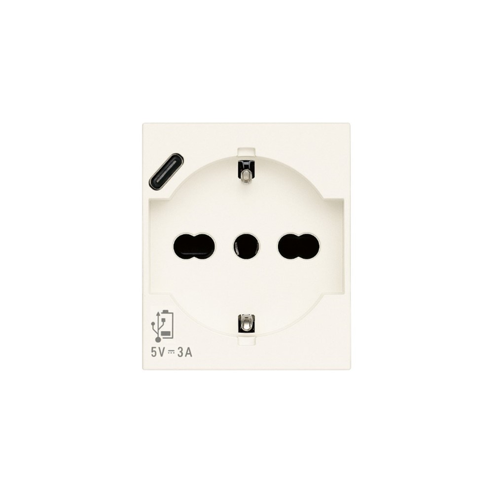30210.USBB Контакт SICURY Linea, 2P+E 16A+USB-C, унив. стандарт, с детска защита, 2M, White, Vimar