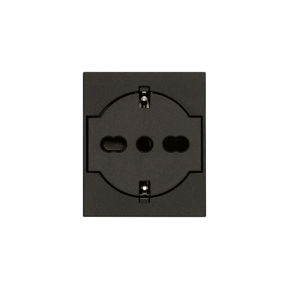 30211.G Плосък контакт SICURY Linea, 2P+E P40, унив. стандарт, с детска защита, 2М, Black, Vimar_small
