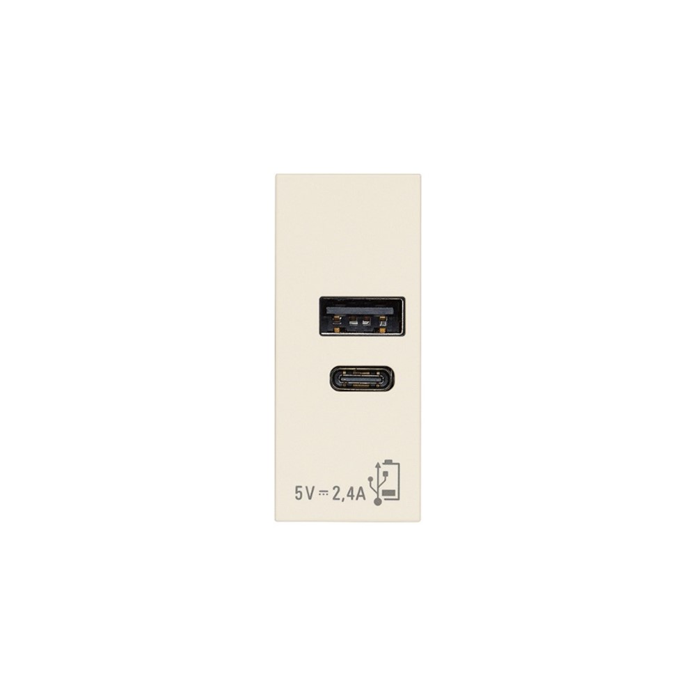 30292.ACC USB Контакт Linea, A+C 12W 2,4A 5V 1M, Canvas, Vimar_small