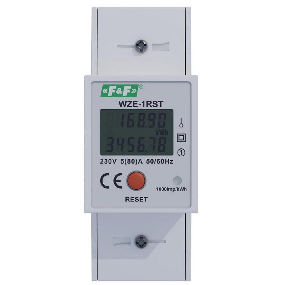 WZE-1RST Монофазен електромер с RST, 230V 5(80)A, 50Hz, с LCD дисплей, 2М с MID, F&F
