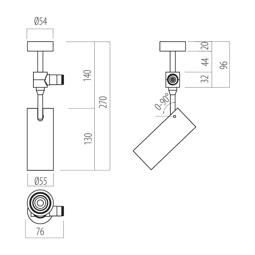 XJ32NW PCW SBK Начален / завършващ спот за XJOINT, 12W 4000K SBK 30dgr CRI.90 TERMINAL, черен мат, Arelux_small