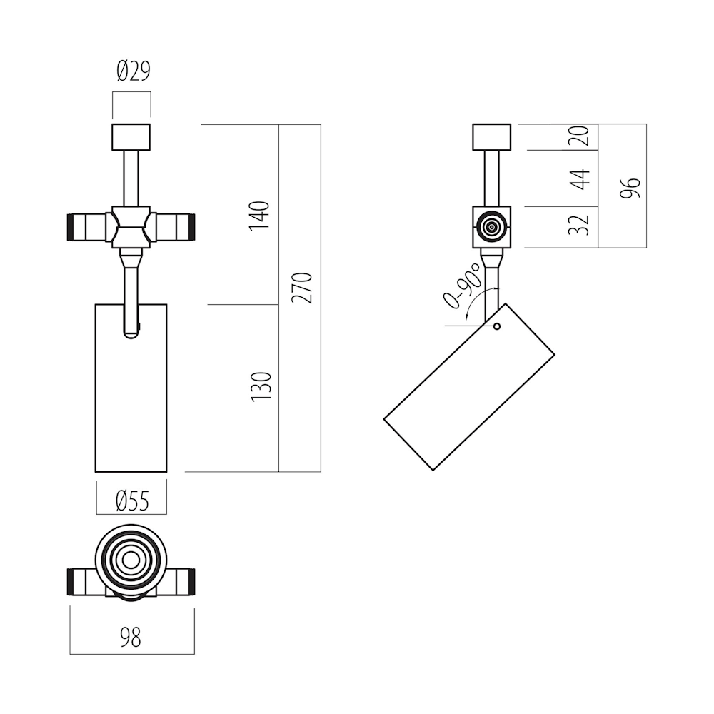 XJ32UWW CCW SBK Междинен спот за XJOINT, 12W 2700K SBK 30dgr CRI.90 INTERMEDIARY, черен мат, Arelux_small