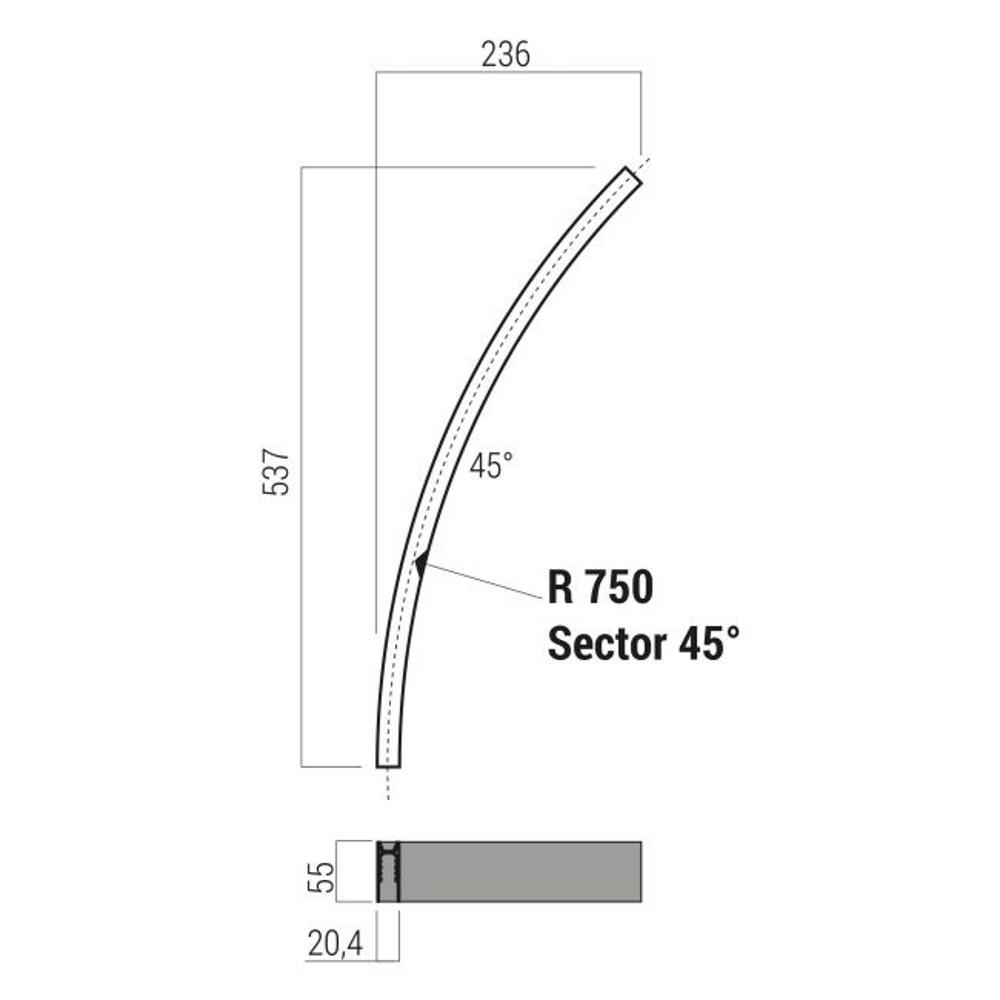 XNS03C Извит профил XNET SURFACE CURVED PROFILE 45dgr RADIUS 0.75m 48V DC IP40 SBK Arelux_small