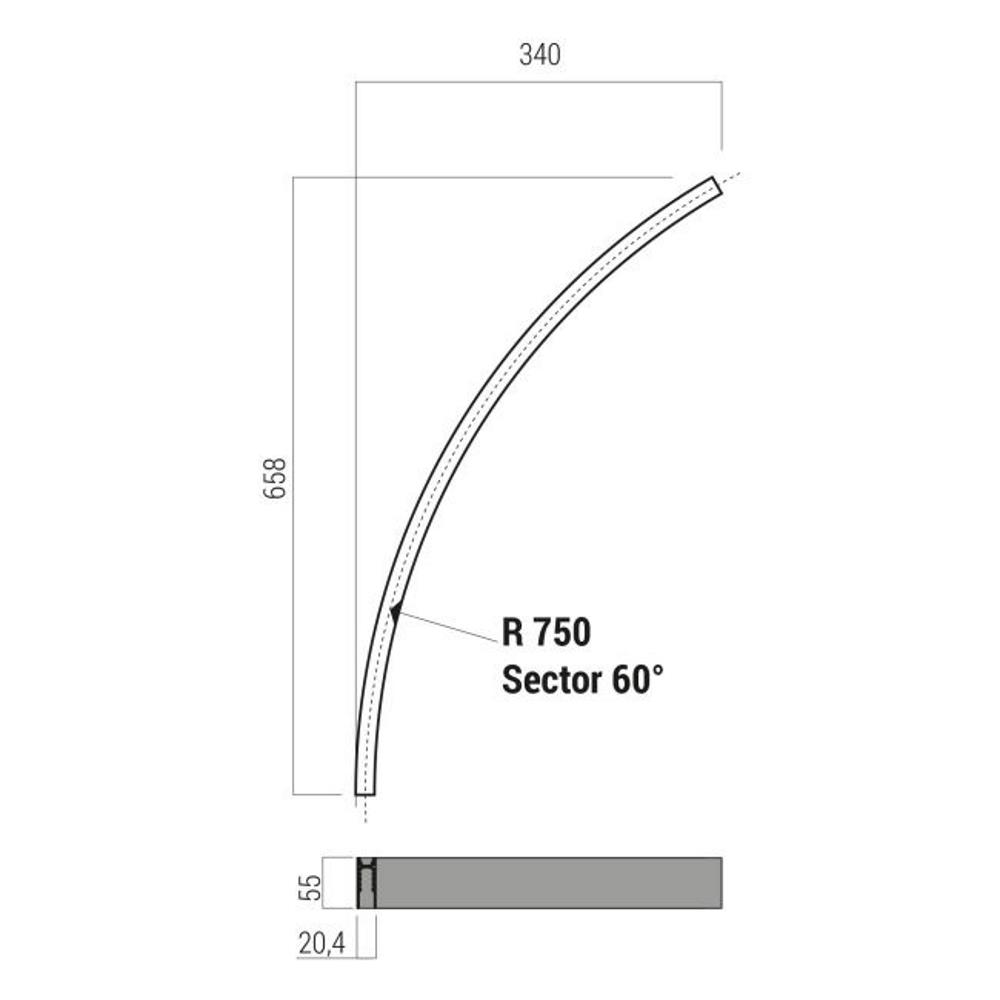 XNS04C Извит профил XNET SURFACE CURVED PROFILE 60dgr RADIUS 0.75m 48V DC IP40 SBK Arelux_small