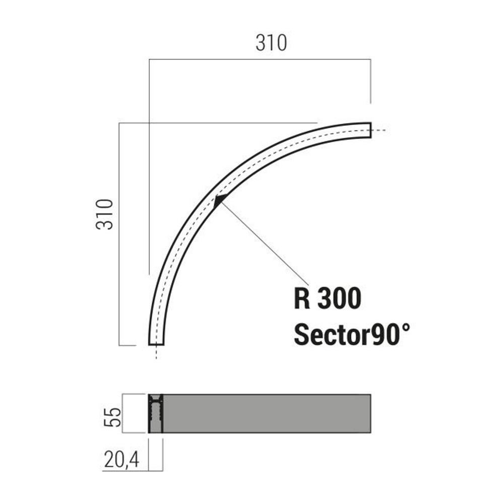 XNS05C Огънат профил XNET SURFACE CURVED PROFILE 90dgr RADIUS 0.3m 48V DC IP40 SBK Arelux_small