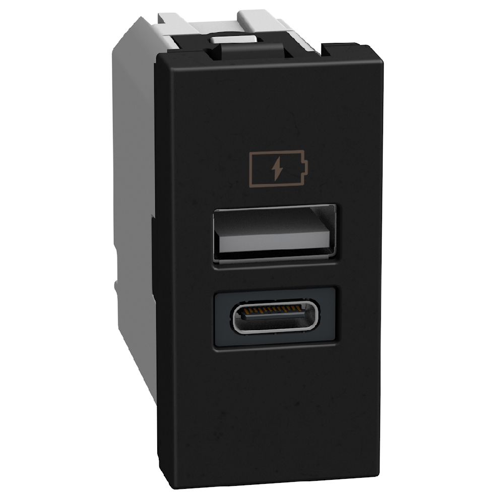 YD4191AC USB Зарядно Light Now, Type A/C 1М, dark, Bticino