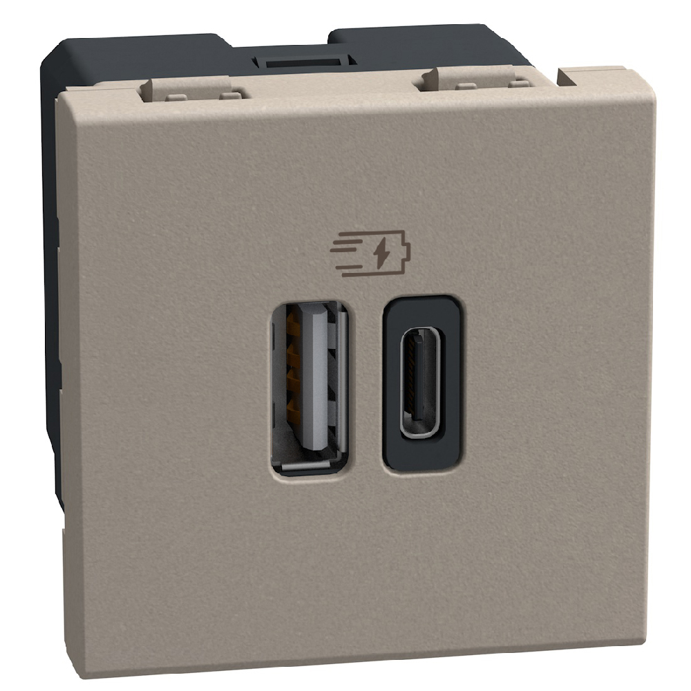 YG4287C2 USB Зарядно Light Now, Type A/C 2М, stone, Bticino_small