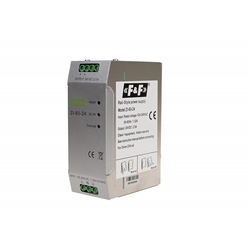 ZI-60-24V Импулсно захранване, вх. напр. 90÷264VAC/120÷370VDC, изх. напр.24VDC P=60W, F&F_small
