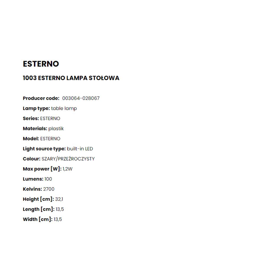 1003 Настолна лампа Esterno 1,2W LED 100LM 2700K PC grey, Zuma Line_small