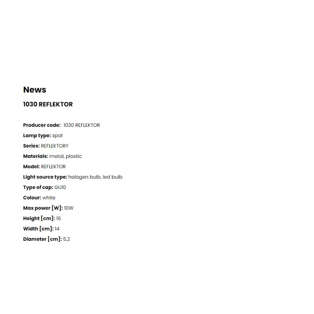 1030 Спот Reflektor 1x10W GU10, W14 D5,2 H16 см, white PC, Zuma Line_small