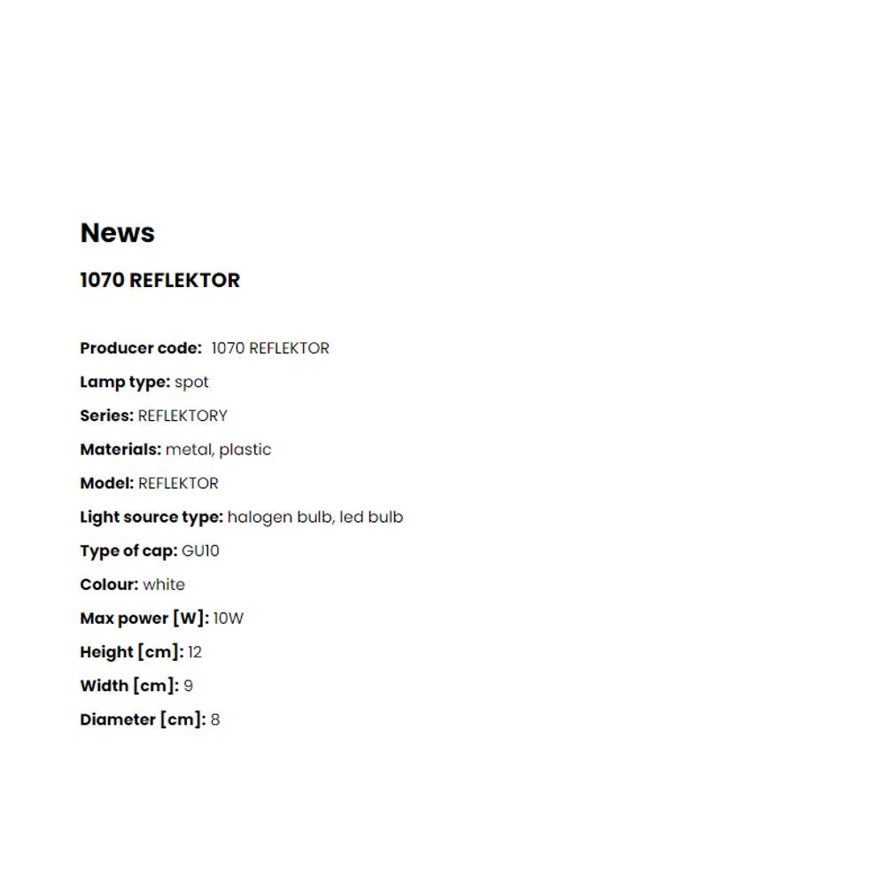 1070 Спот-прожектор Reflektor 1x10W GU10, W9 D8 H12 см, white, silver PC, Zuma Line_small