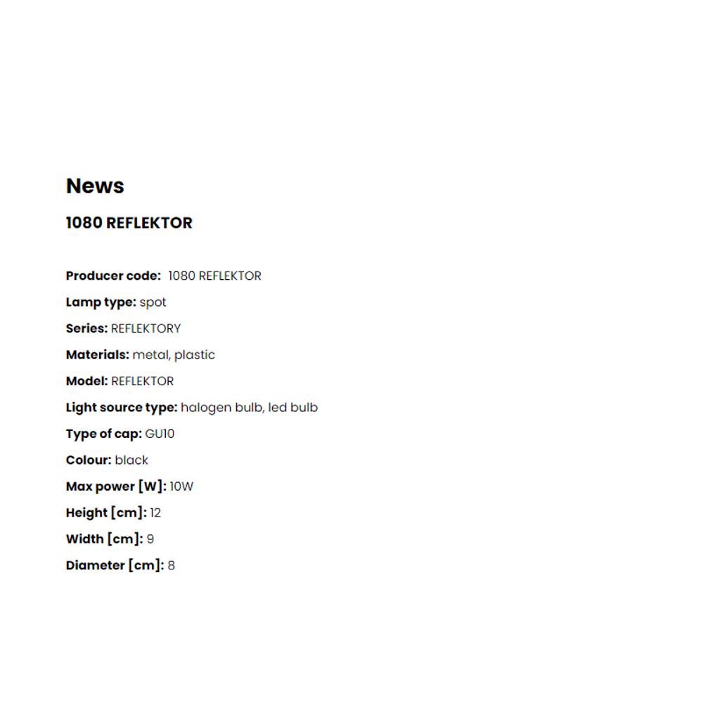 1080 Спот Reflektor 1x10W GU10, W9 D8 H12 см, black, silver PC, Zuma Line_small