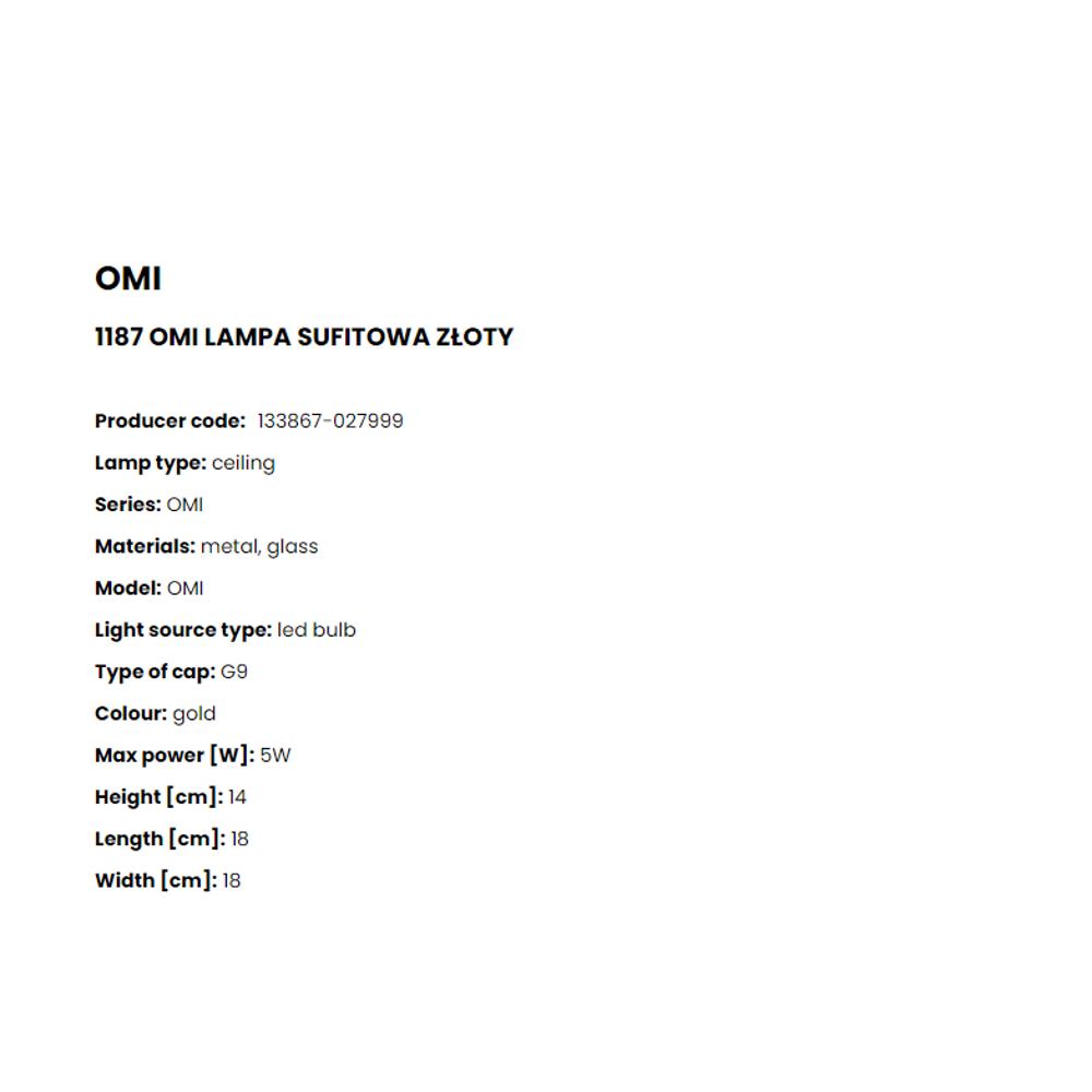 1187 Плафониера Omi 1x5W G9 gold, matt white glass, Zuma Line_small