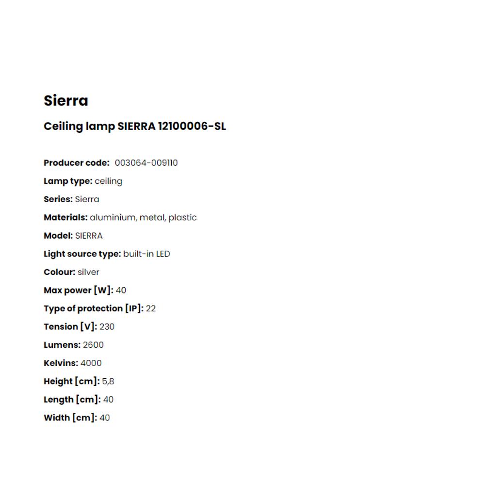 12100006-SL Плафониера Sierra 1x40W LED 2600LM 4000K, chrome, acrylic shade, Zuma Line_small