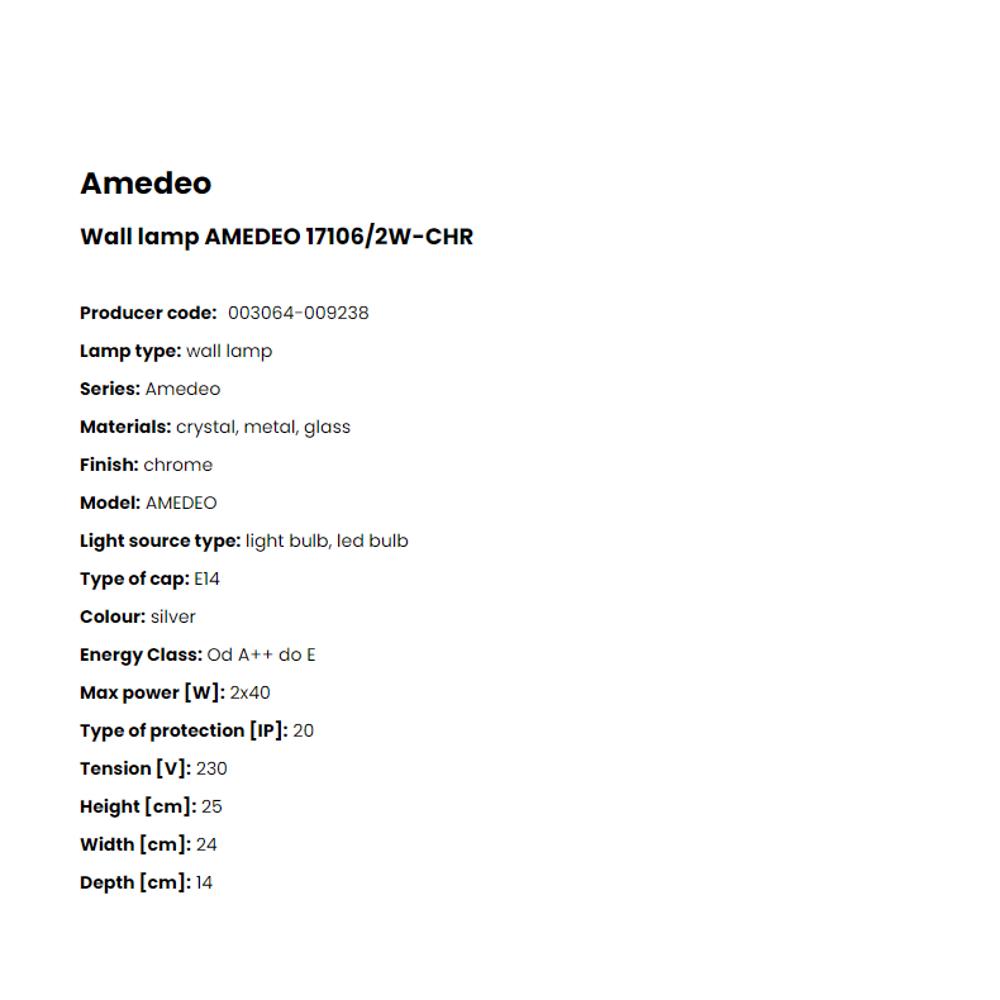 17106/2W-CHR Аплик Amedeo 2x40W E14 Crystal glass chrome, Zuma Line_small