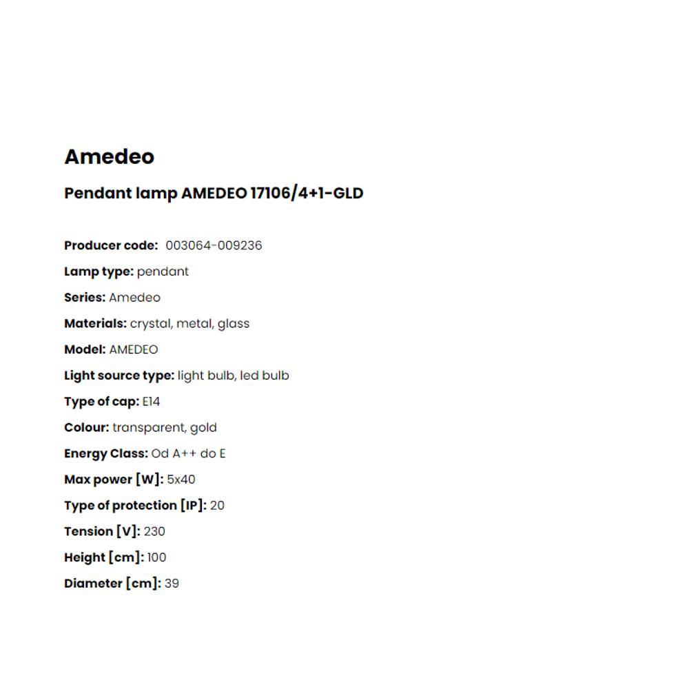 17106/4+1-GLD Полилей Amedeo 5x40W E14 Crystal glass gold, Zuma Line_small