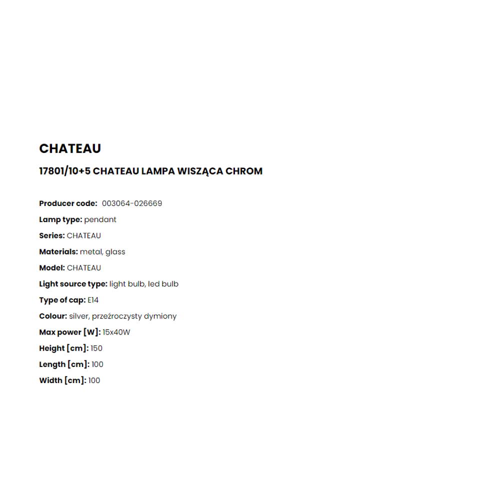 17801/10+5 Полилей Chateau 15x40W E14 Ø100 H100 chrome, glass, Zuma Line_small