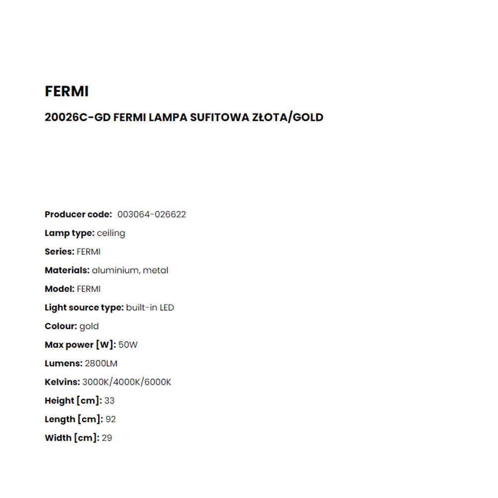 20026C-GD Плафониера Fermi 50W LED 2800LM 3000K/4000K/6000K aluminium, gold, Zuma Line_small