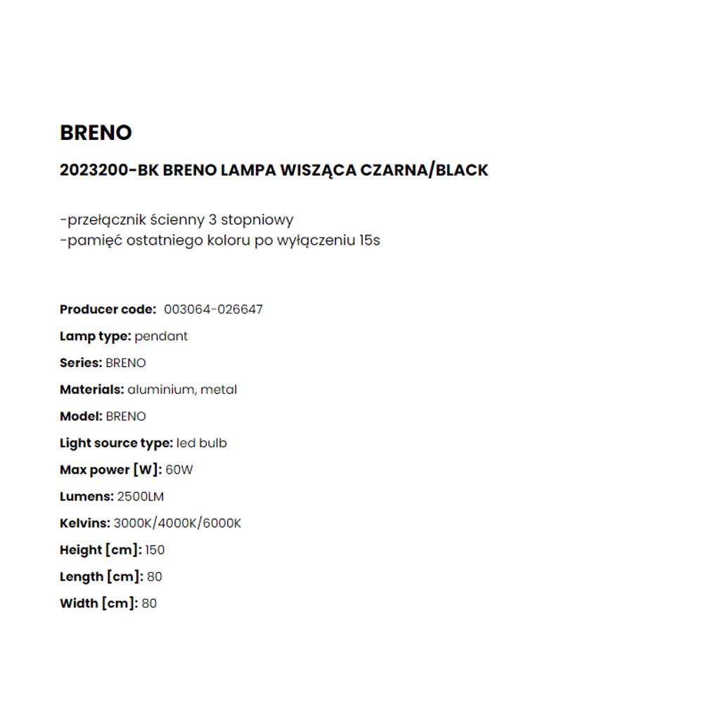 2023200-BK Пендел Brendo 60W LED 2500LM 3000K/4000K/6000K black, aluminium, Zuma Line_small