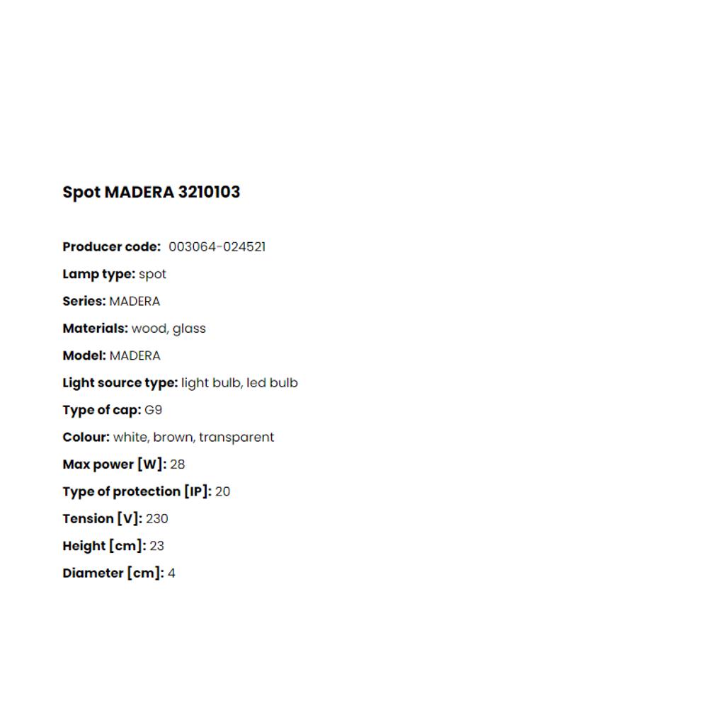 3210103 Спот Madera 1x28W G9 Oak, glass, Zuma Line_small
