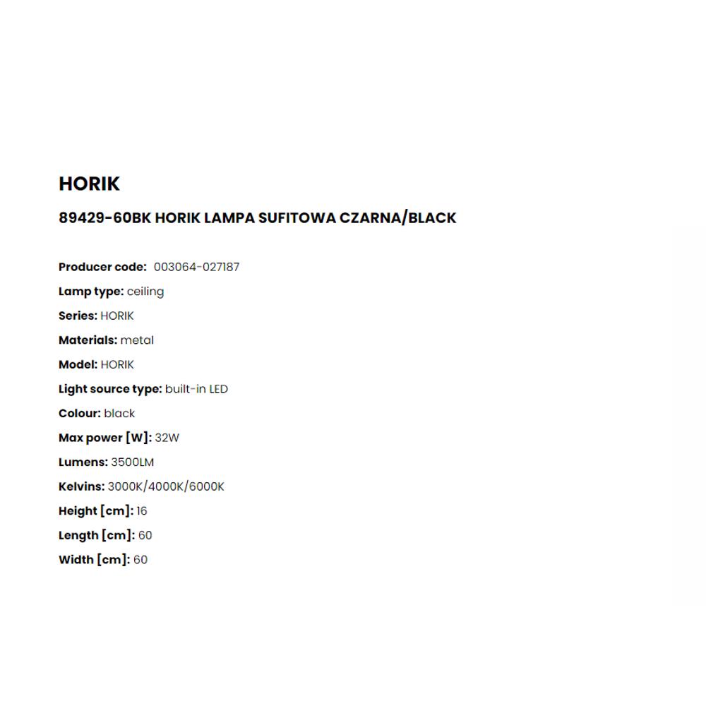 89429-60BK Плафониера Horik 32W LED 3500LM 3000/4000/6000K Ø60 H16 black, Zuma Line_small