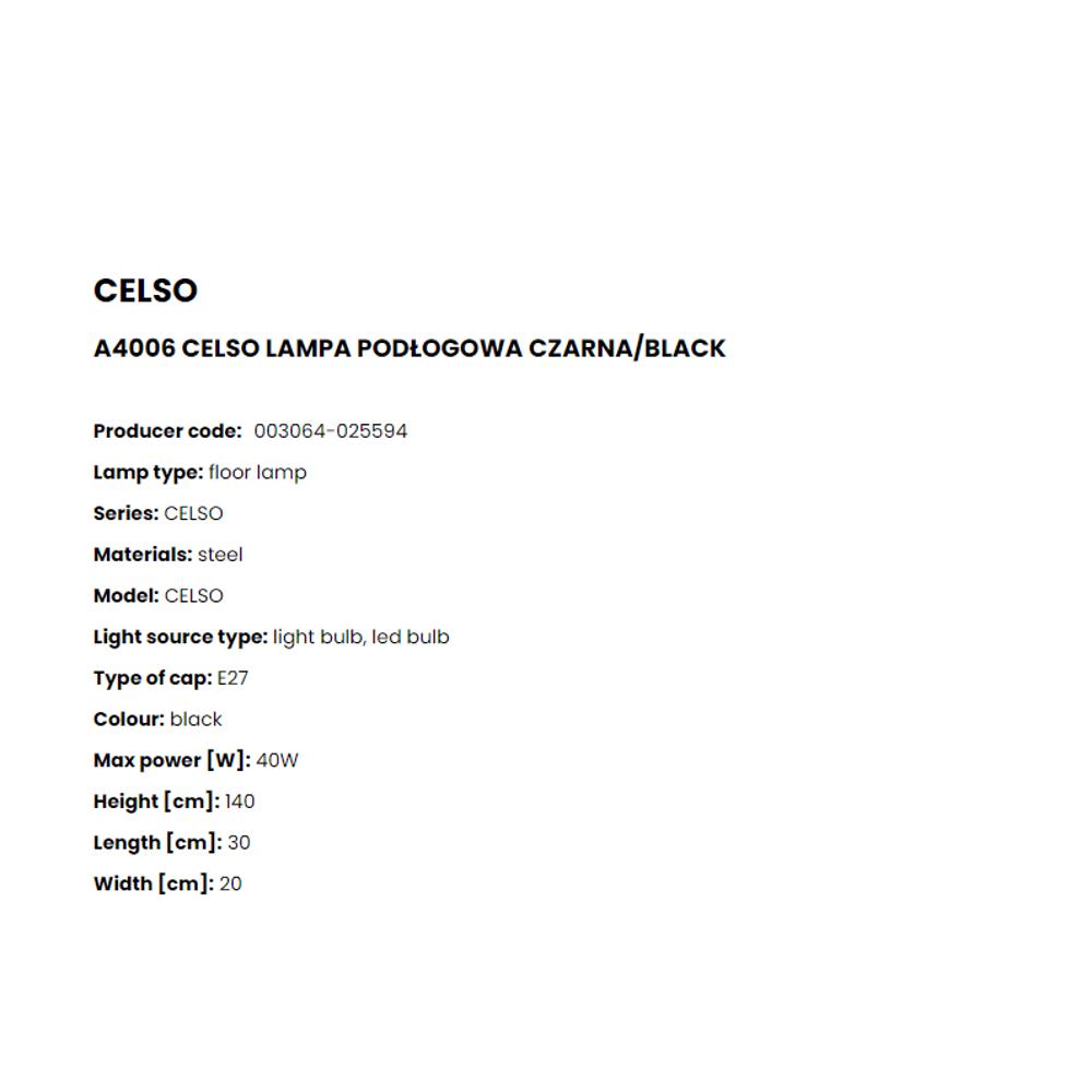 A4006 Лампион Celso 1x40W E27 L30 W20 H140 black, white, Zuma Line_small