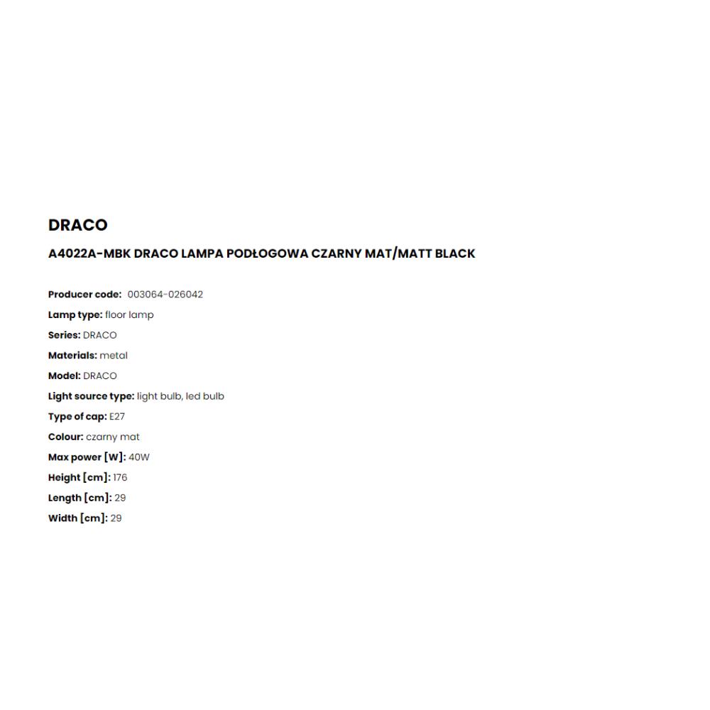 A4022A-MBK Лампион Draco 2x40W E27 L29 W29 H176 matt black matt white, Zuma Line_small