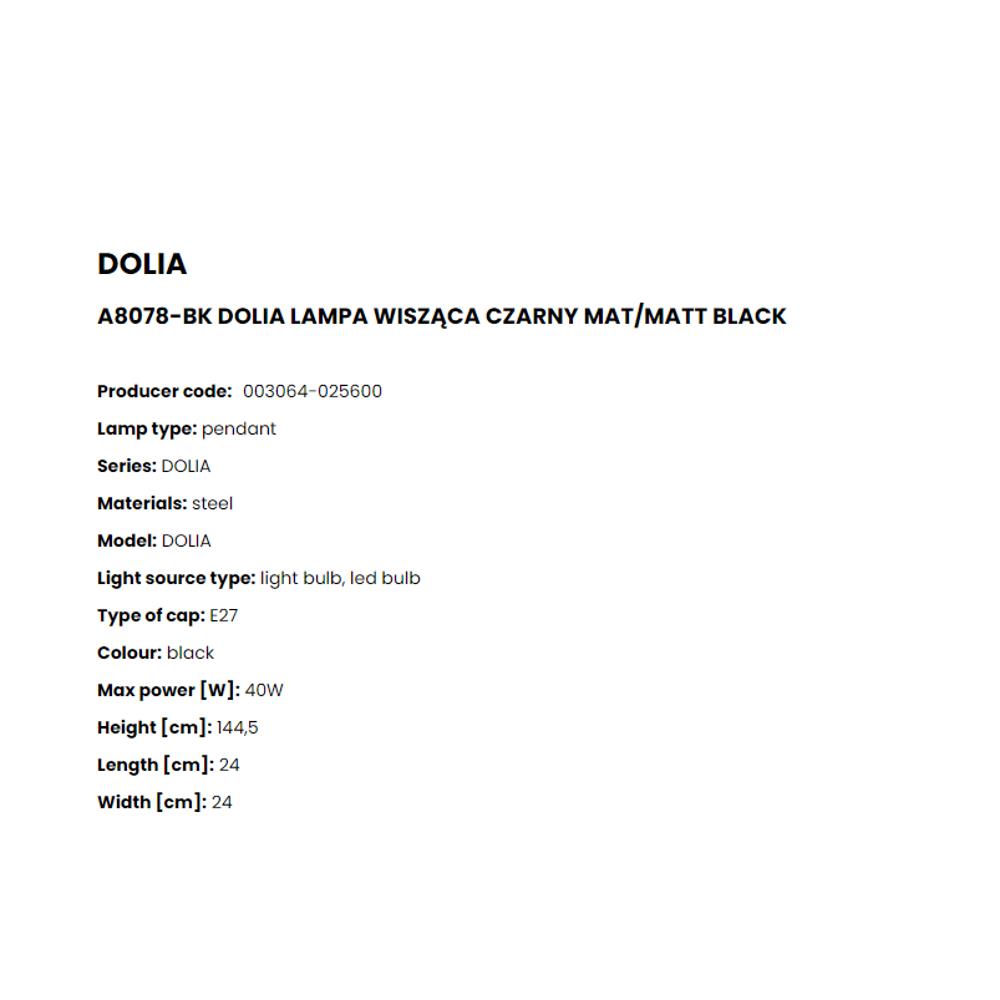 A8078-BK Пендел Dolia 1x40W E27 Ø24 H144,5 black, Zuma Line_small