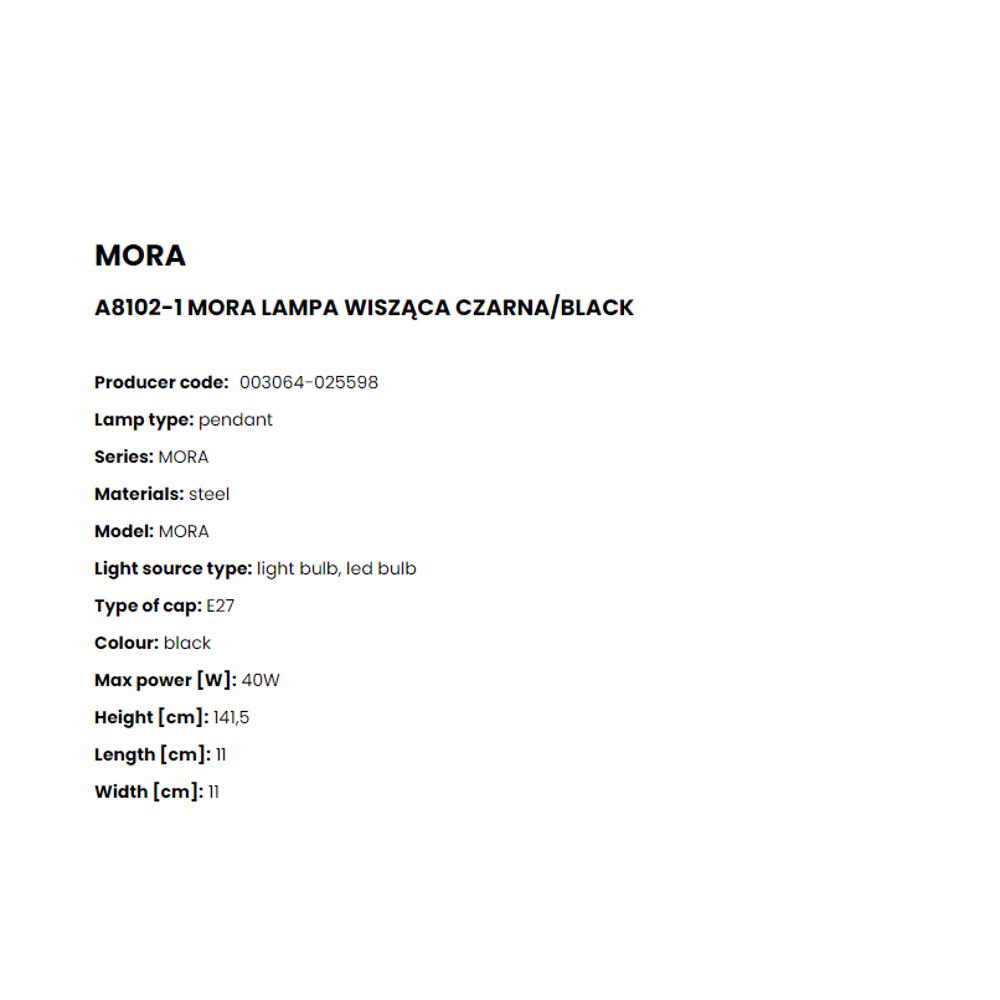 A8102-1 Пендел Mora 1x40W E27 Ø11 H141,5 black, white, Zuma Line_small