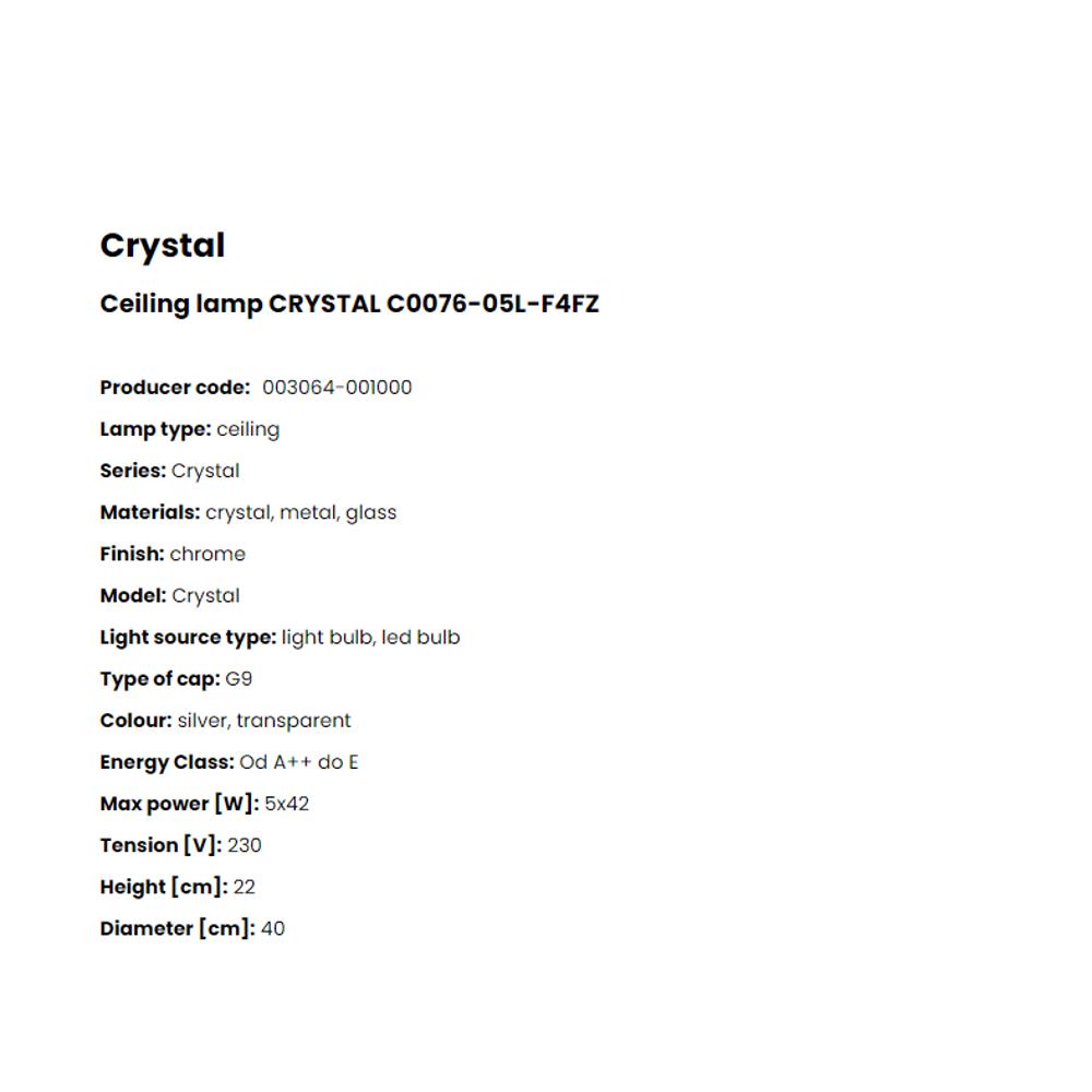 C0076-05L-F4FZ Плафониера Crystal 5x42W G9 glass plating, Crystal, chrome, Zuma Line_small