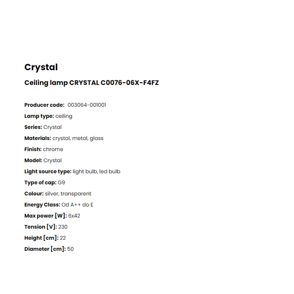 C0076-06X-F4FZ Плафониера Crystal 6x42W G9 glass plating, Crystal, chrome, Zuma Line_small