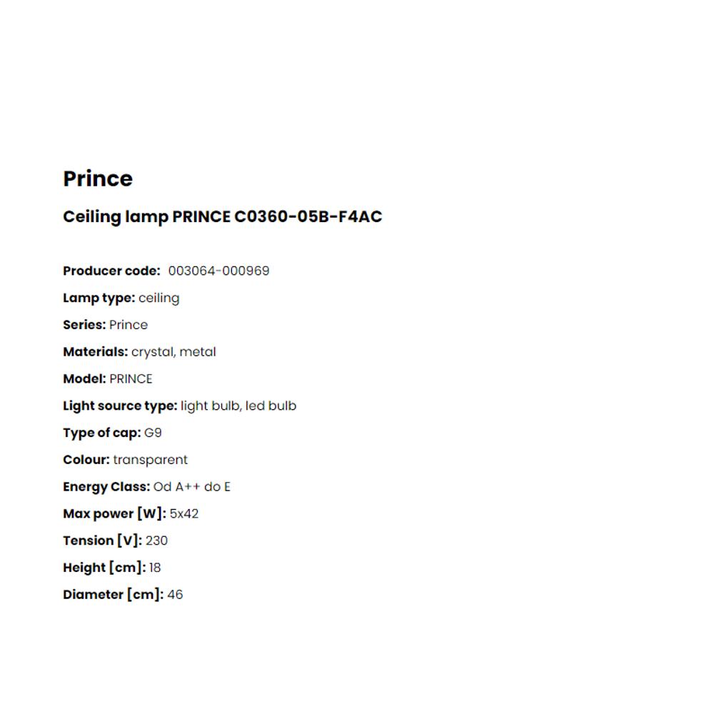 C0360-05B-F4AC Плафониера Prince 5x42W G9 Crystal, chrome, Zuma Line_small