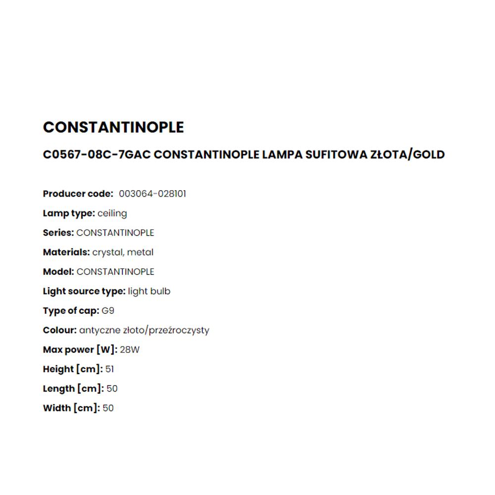 C0567-08C-7GAC Плафониера Constantinople 8x28W G9 metalantique gold, glass, Zuma Line_small