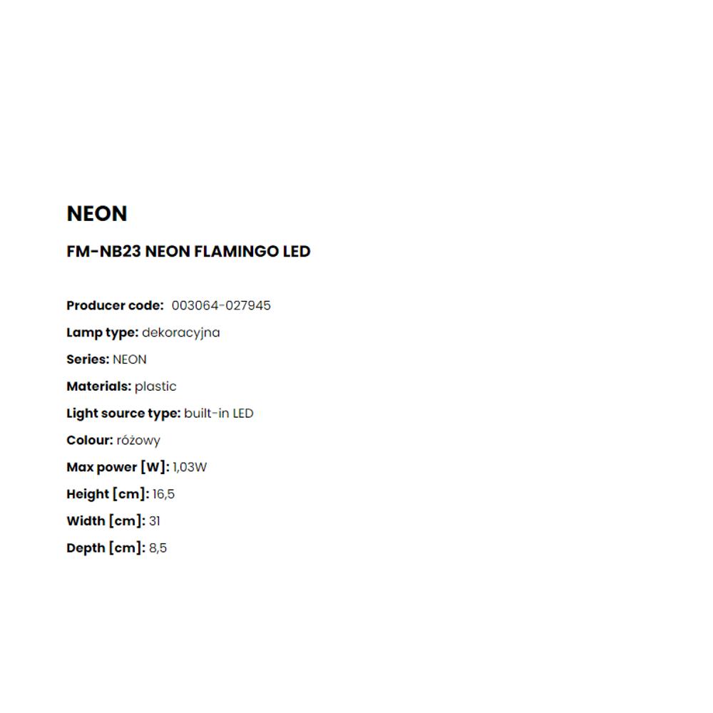 FM-NB23 LED Decor Neon-Flamingo Настолна LED декор. Neon-Flamingo, батерия, USB кабел, Zuma Line_small